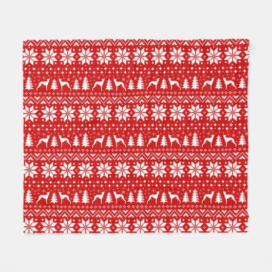 Couverture Polaire Silhouettes Chien Whippet Motif de Noël (Devant (Horizontal))