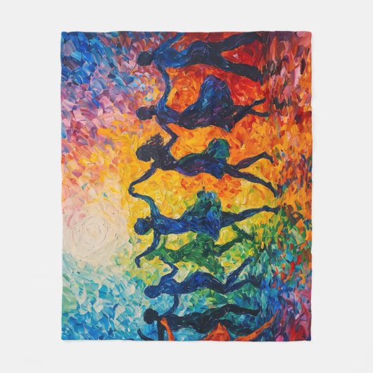 Couverture Polaire Silhouettes colorées dansant (Devant)