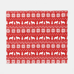 Couverture Polaire Silhouettes de Bouviers Bernois Motif de Noël