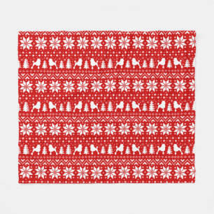 Couverture Polaire Silhouettes de caniche standard Motif de Noël