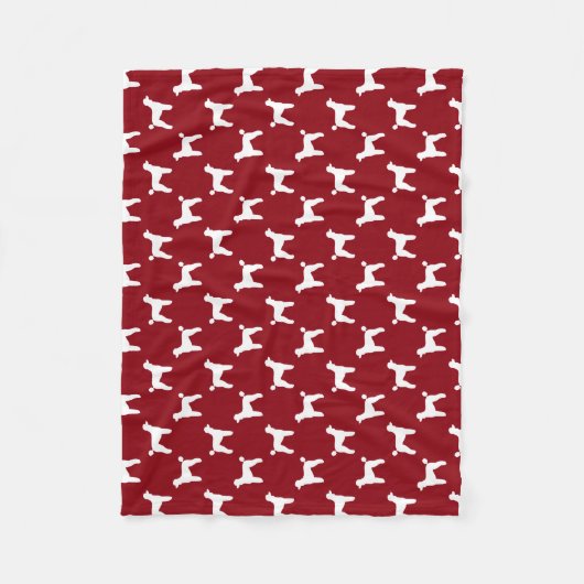 Couverture Polaire Silhouettes de Caniche Standard Motif Rouge et Bla (Devant)