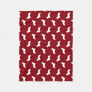 Couverture Polaire Silhouettes de Cardigan Welsh Corgi Rouge et Blanc