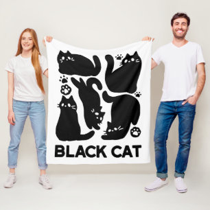 Couverture Polaire Silhouettes de chat noir - Design Feline mignon