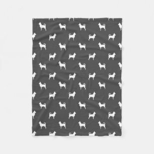 Couverture Polaire Silhouettes de chien Chihuahua motif gris et blanc