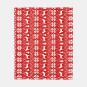 Couverture Polaire Silhouettes de Chien de Sang Noël Fête Rouge (Devant)