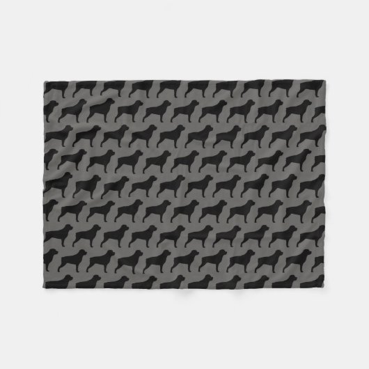 Couverture Polaire Silhouettes de chien Rottweiler Motif gris et noir (Devant (Horizontal))