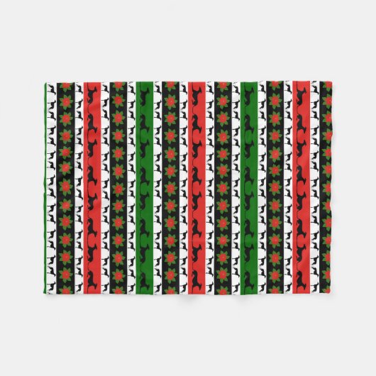 Couverture Polaire Silhouettes de Noël Greyhound  (Devant (Horizontal))