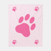 Couverture Polaire Silhouettes de patte de chien rose (Devant)