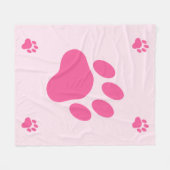 Couverture Polaire Silhouettes de patte de chien rose (Devant (Horizontal))