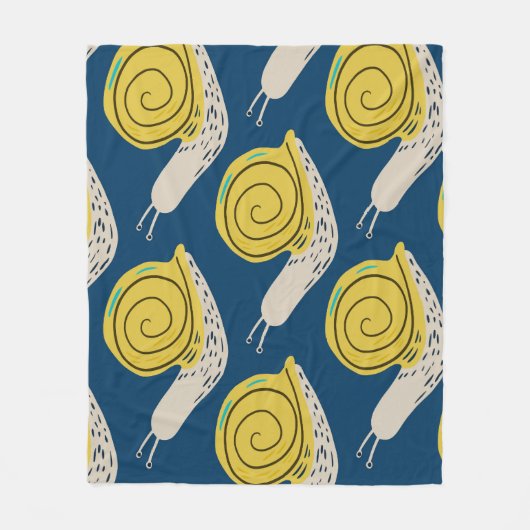 Couverture Polaire Silhouettes d'escargots : jaune, motif rose. (Devant)