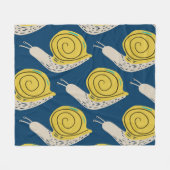 Couverture Polaire Silhouettes d'escargots : jaune, motif rose. (Devant (Horizontal))