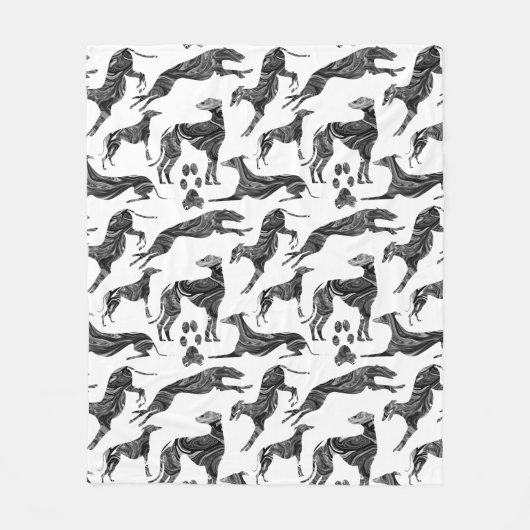 Couverture Polaire Silhouettes en marbre gris Greyhound (Devant)