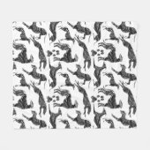Couverture Polaire Silhouettes en marbre gris Greyhound (Devant (Horizontal))