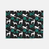 Couverture Polaire Silhouettes Greyt Greyhound avec Feuilles Monstera (Devant (Horizontal))
