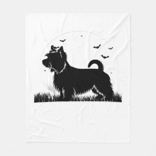 Couverture Polaire Silky Terrier Chien � Halloween Lune Silhouette Cl