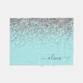 Couverture Polaire Silver Aqua Turquoise Blue Girl Parties scintillan (Devant (Horizontal))