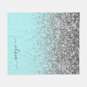 Couverture Polaire Silver Aqua Turquoise Blue Girl Parties scintillan (Devant (Horizontal))