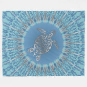 Couverture Polaire Silver Blue Sea Turtle And Mandala (Devant (Horizontal))