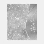 Couverture Polaire Silver Glitter Glam Bling Personalized (Devant)