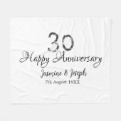 Couverture Polaire Silver Metallic 30th Happy anniversaire ajouter no (Devant (Horizontal))