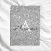 Couverture Polaire Silver Sparkle Glitter Monogram Name & Initial