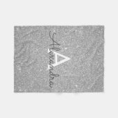 Couverture Polaire Silver Sparkle Glitter Monogram Name & Initial (Devant (Horizontal))