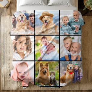 Couverture Polaire Simple 12 images Personnalisé Famille amis Collage