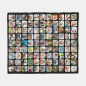 Couverture Polaire Simple 99 Photo Collage Arrondi Carré Noir (Devant (Horizontal))