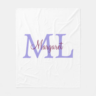 Couverture Polaire simple ajout de nom monogramme rose rouge jeton