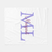 Couverture Polaire simple ajout de nom monogramme rose rouge jeton (Devant (Horizontal))