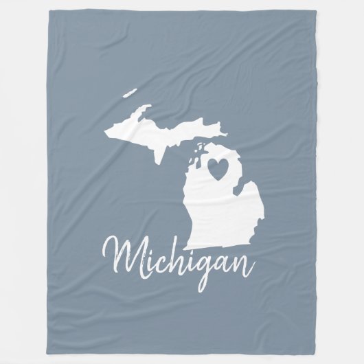 Couverture Polaire Simple Ardoise Bleu Michigan Home State Map (Devant)