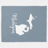 Couverture Polaire Simple Ardoise Bleu Michigan Home State Map (Devant (Horizontal))
