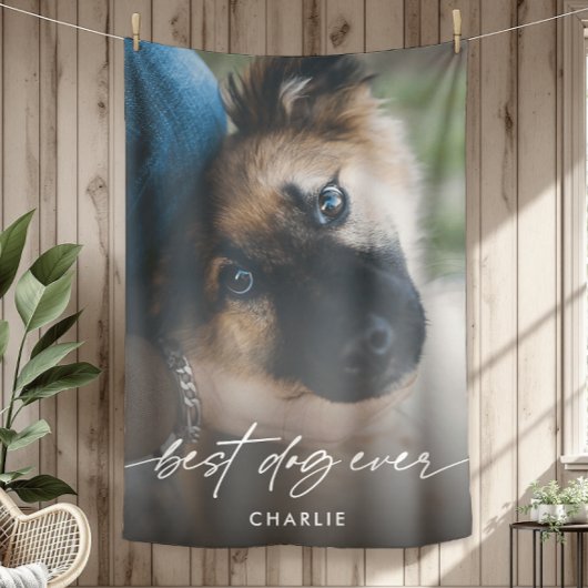Couverture Polaire Simple Best Dog Ever Photo Script moderne