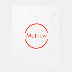 Couverture Polaire simple cercle rouge ajouter votre nom lettre texte