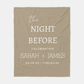 Couverture Polaire Simple Elegant Taupe & Blanc Nom Date Mariage (Devant)