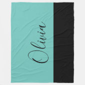 Couverture Polaire Simple Élégant Turquoise Avec Trim Noir Personnali (Devant)