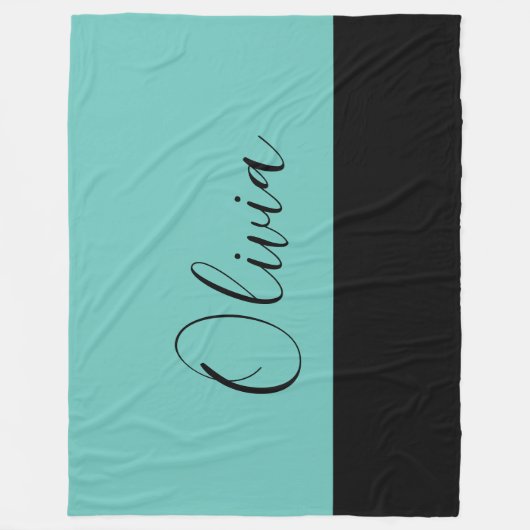 Couverture Polaire Simple Élégant Turquoise Avec Trim Noir Personnali (Devant)