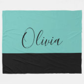 Couverture Polaire Simple Élégant Turquoise Avec Trim Noir Personnali (Devant (Horizontal))