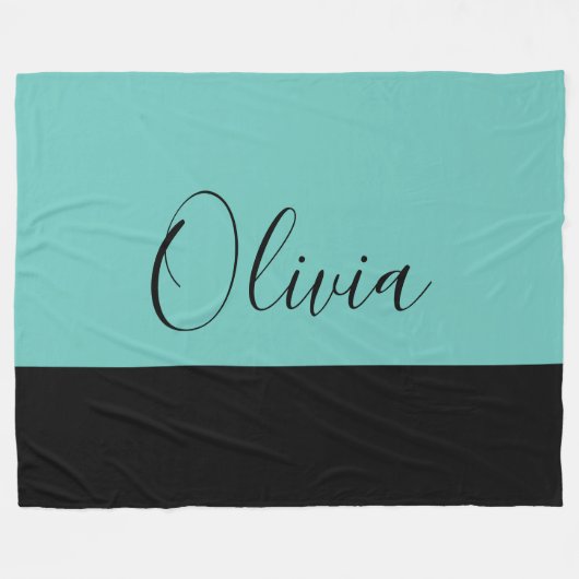 Couverture Polaire Simple Élégant Turquoise Avec Trim Noir Personnali (Devant (Horizontal))