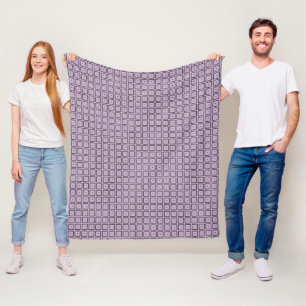 Couverture Polaire Simple Elegant violet et Carré noir Motif