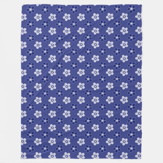 Couverture Polaire simple floral solide bleu motif rétro petit flowe (Devant)