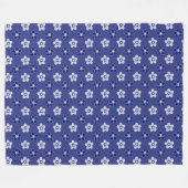 Couverture Polaire simple floral solide bleu motif rétro petit flowe (Devant (Horizontal))