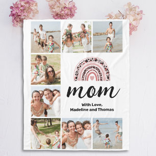 Couverture Polaire Simple Maman Photo Collage Arc-en-ciel