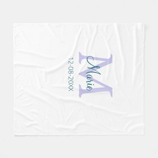 Couverture Polaire simple minimum ajouter nom monogramme violet vert  (Devant (Horizontal))