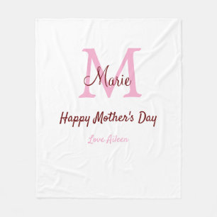 Couverture Polaire simple minimum de jour mère monogramme nom rose te