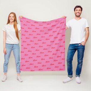 Couverture Polaire Simple moderne rose rouge Script Nom répétitif