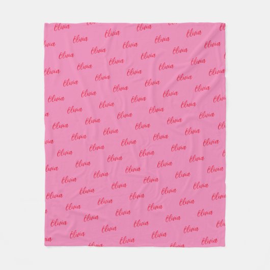 Couverture Polaire Simple moderne rose rouge Script Nom répétitif (Devant)