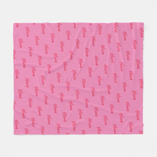 Couverture Polaire Simple moderne rose rouge Script Nom répétitif (Devant (Horizontal))