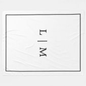 Couverture Polaire Simple Monogramme classique noir et blanc minimali (Devant (Horizontal))