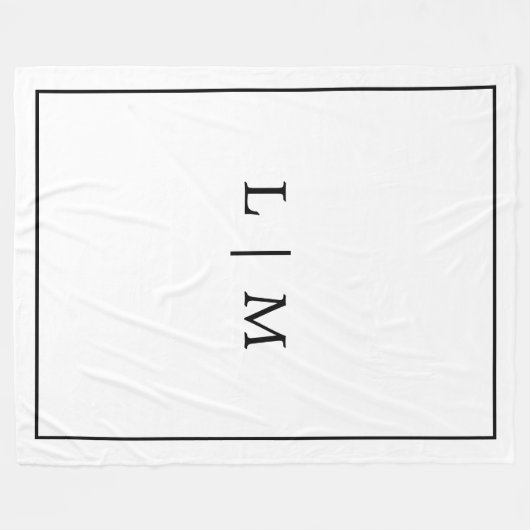 Couverture Polaire Simple Monogramme classique noir et blanc minimali (Devant (Horizontal))